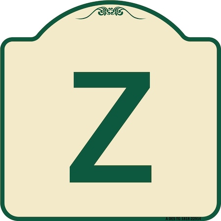 Signmission Designer Series Sign W/ Letter Z, Tan & Green Heavy-Gauge Aluminum Sign, 18" x 18", TG-1818-22914 A-DES-TG-1818-22914